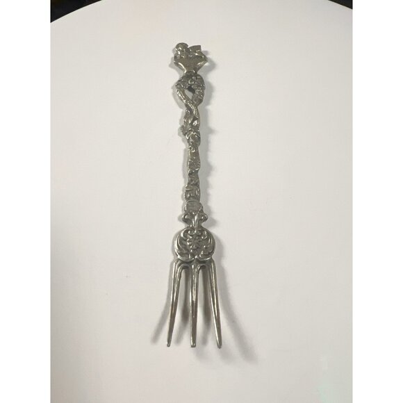 Vintage Ornate Brass & Silver-Plated Flatware Set With Figural Handles - Picture 5 of 7